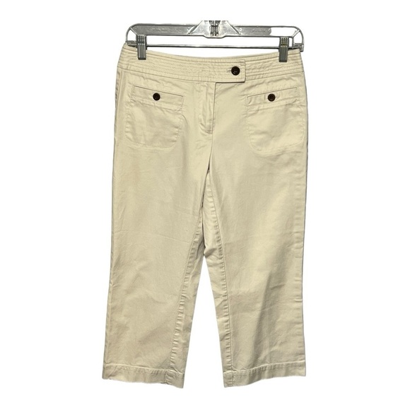 Talbots Stretch Capri Pant Beige Casual Classic Relaxed Fit Straight-Leg Cropped - Picture 1 of 6